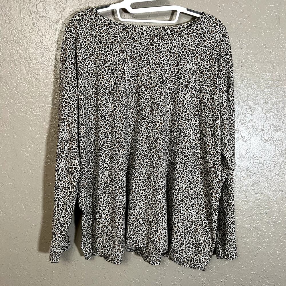 J. Jill leopard print Supima cotton relaxed tee large